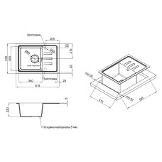 Кухонна мийка Lidz 620x435/200 GRF-13 (LIDZGRF13620435200)