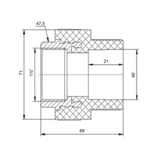 Муфта з поліпроп. 40х1 1/4"в д/поліпроп. труб Blue Ocean "Білий"