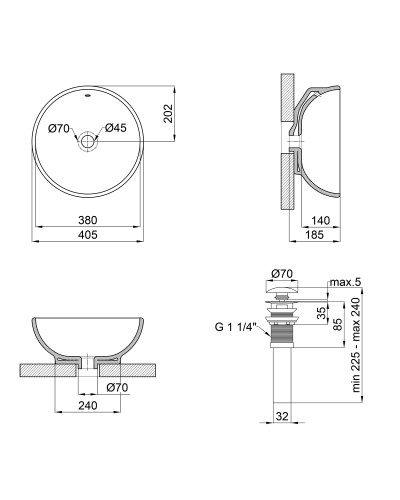 Раковина-чаша Qtap Robin 410х410х180 White з донним клапаном QT1311A004W