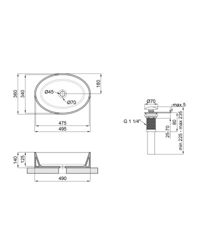 Раковина-чаша Qtap Kolibri 500x360x140 White з донним клапаном QT10113054W