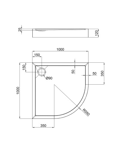 Душовий піддон Qtap Robin 301112 100x100x12 см + сифон