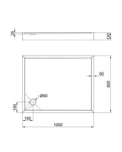 Душовий піддон Qtap Tern 301812C 100x80x12 см + сифон