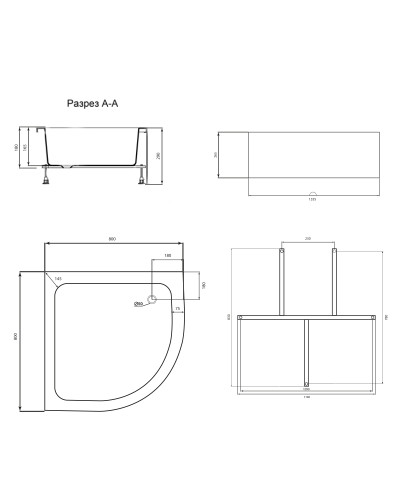 Душовий піддон Lidz KAPIELKA ST80x80x26 з панеллю