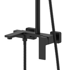 Душова система з верхнім тропічним душем універсальна Qtap Gemini на три споживача (з виливом) QTGEM111BLM45686 Black Matt