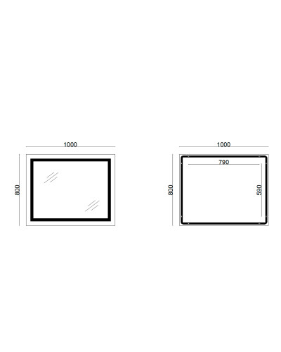 Дзеркало Lidz Kubis 1000х800 з LED-підсвічуванням Touch, з антизапотіванням, з димером, рег. яскравості LD78LF61410080