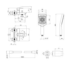 Комплект Qtap Lipno: Змішувач для ванни QTNH3023101DG + душовий комплект (QTRUCA145S1GRP+QTHADPVC160G+QT829910842854GRP)