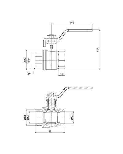 Кран кульовий SD Plus 2" ВР для води (важіль) SD600W50