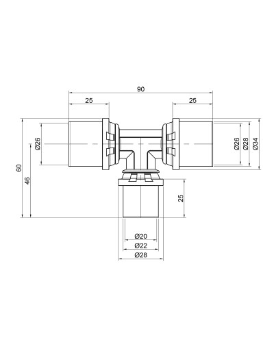 Трійник прес Icma 26х20х26 №406