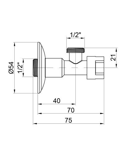 Кран приладовий буксовий Icma 1/2" кутовий №519