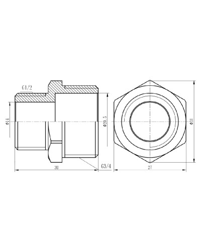 Ніпель редукційний SD Forte 3/4"х1/2" хром SF359H2015