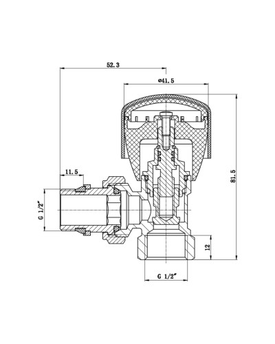 Кран радіаторний SD Forte Powerful 1/2" з антипротіканням кутовий SF232W15