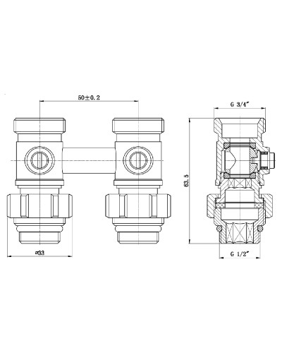 Кран кульовий SD Forte 3/4"х1/2" для радіатора нижній SF251W15