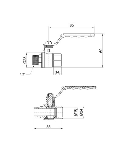 Кран кульовий SD Plus 1/2" ВЗ для води (важіль) SD605NW15PN40