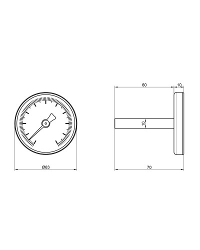 Термометр SD Plus 120ºC 63 мм 1/2", заднє підмикання SD17450MM