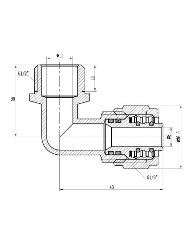 Кут обтискний SD Forte 16х1/2" ЗР SF175W1615