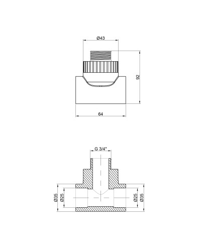 Трійник PPR Thermo Alliance 25х3/4"х25 ЗР