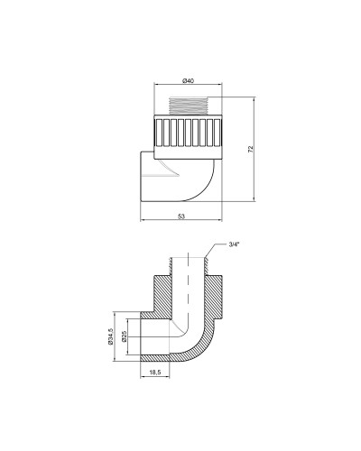 Кутик PPR Thermo Alliance 25х3/4" ЗР