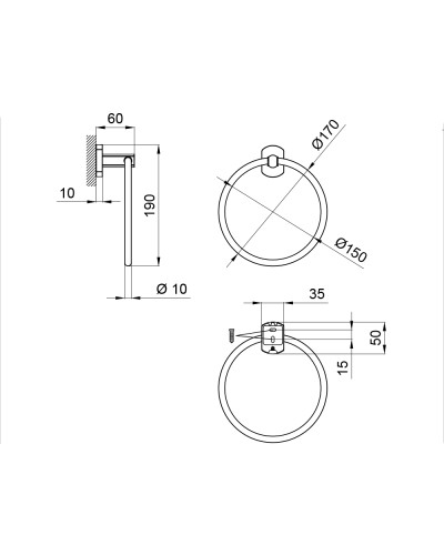 Тримач для рушника Qtap Liberty D 160 мм QTLIBANT1160 Antic Bronze