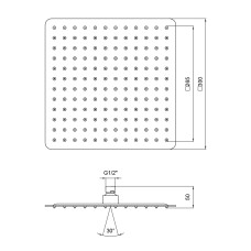 Лійка для верхнього душу Лейки Lidz Лейка 230 300x300 мм прямокутна LDNIA230NKS32453 Nickel