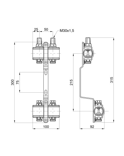 Колектор SD Forte 1" 2 виходи SF002W2