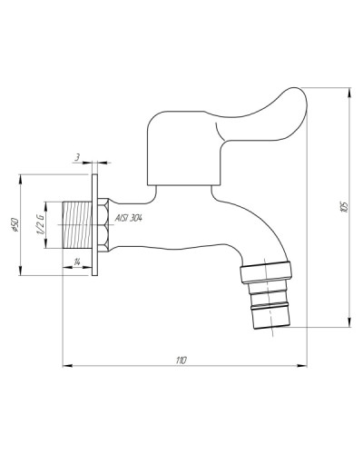 Кран поливальний Lidz Mono 12 1/2 LDMON12NKS34927 Nickel