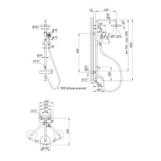 Душова система з верхнім тропічним душем універсальна Lidz Aria 1031 на три споживача (з виливом) (k35) LDARI1031NKS34933 Nickel