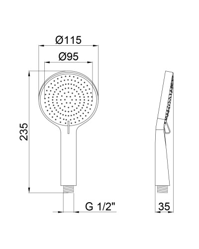 Лійка для ручного душу Qtap Rucni 115 мм округла QTRUCA116O3PCW Chrome