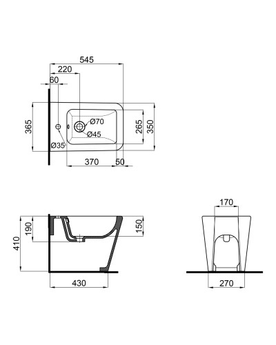 Біде підлогове Qtap Crow 545х360х410 White QT05443370W