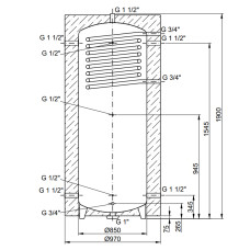 Теплоакумулятор Thermo Alliance TAI-10 1000 з теплообмінником 1,4 кв. м з ізоляцією 60 мм