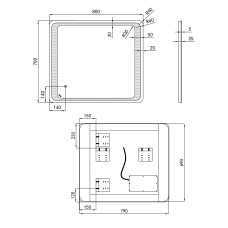 Дзеркало Qtap Leo 800х700 з LED-підсвічуванням Touch, димер, рег. яскравості QT117814187080W