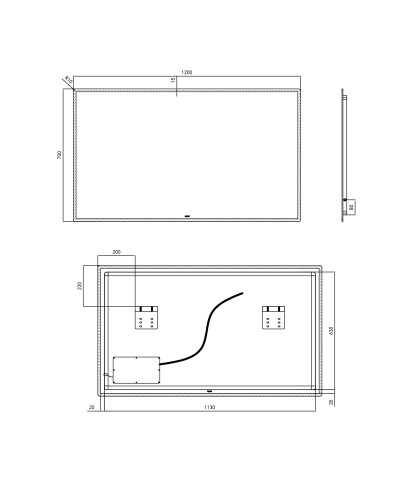 Дзеркало Qtap Tern 1200х700 з LED-підсвічуванням Sensor, QT1778140470120W