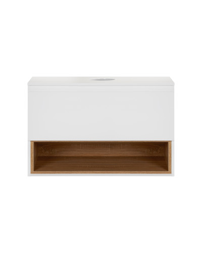 Тумба підвісна Qtap Robin 800х480х470 White/Whitish oak зі стільницею QT1379TPН8001WWO