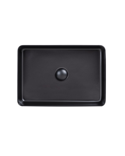 Раковина-чаша Qtap Tern 500х350х145 Matt black з донним клапаном QT1711A055MB