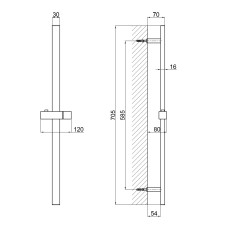Душова стійка з тримачем універсальна Qtap Lepit 705 мм прямокутна QTLEP82103NB Black Matt