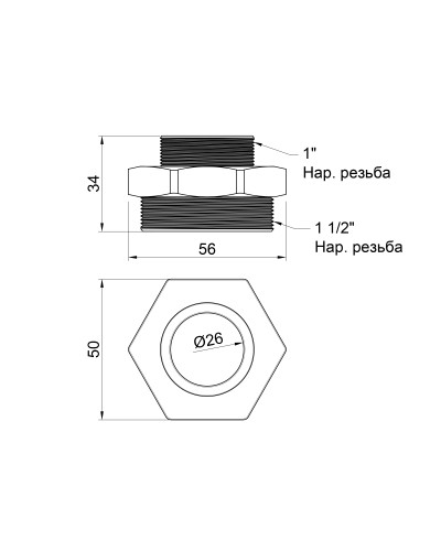 Ніпель SD Plus 1 1/2"х1" ЗР SD4084025