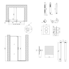 Готове рішення Qtap 14: Стіна Walk-In GLIDE, 120x190 + Душ. набір прихованого монтажу з термостатом