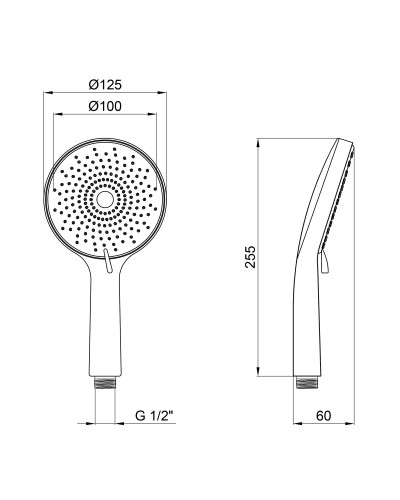 Лійка для ручного душу Qtap Rucni 120 мм округла QTRUC125BLM45776 Black Matt