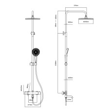 Душова система з верхнім тропічним душем універсальна Qtap Scorpio термостатична на три споживача (з виливом) QTSCO112CRM45901 Chrome