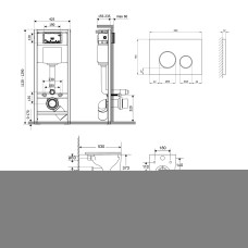 Готове рішення Qtap для ванної кімнати: підвісний унітаз Gemini + комплект інсталяції Nest 4 в 1 (кругла клавіша Black mate)