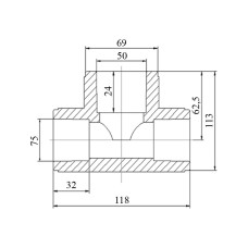 Трійник PPR Blue Ocean 75х50х75 редукційний