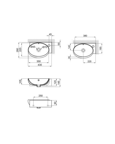 Раковина Qtap Leo 430x290x140 White QT11115011RWN