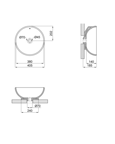 Раковина-чаша Qtap Robin 410х410х180 White QT1311A004WN