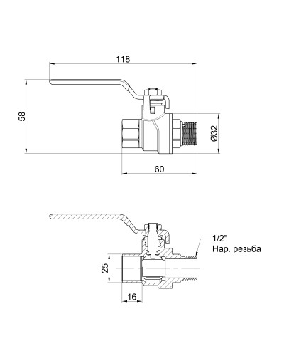 Кран кульовий SD Forte 1/2" ВЗ для води (ручка) SF605W15