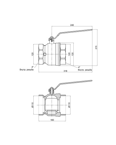 Кран кульовий SD Plus 4" ВР для води (важіль) SD600W100