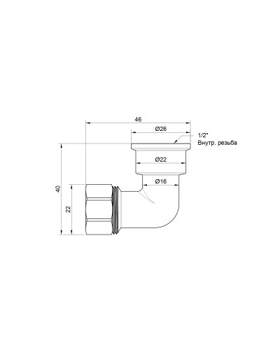 Кут обтискний SD Plus 16х1/2" ВР SD156W1615