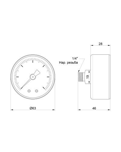 Манометр Icma 1/4" 0-6 бар, заднє підключення №243