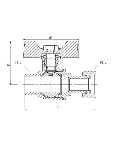 Кран кульовий з накидною гайкою SD Forte 1/2" ВЗ для води прямий SF261W15