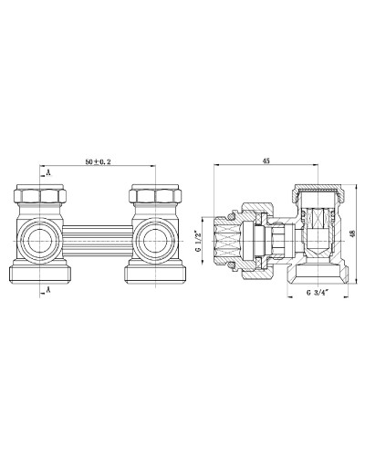 Кран буксовий SD Forte 3/4"х1/2" для радіатора нижній кутовий SF252W15