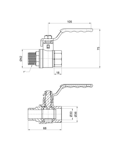 Кран кульовий SD Plus 1" ВЗ для води (важіль) SD605NW25PN40