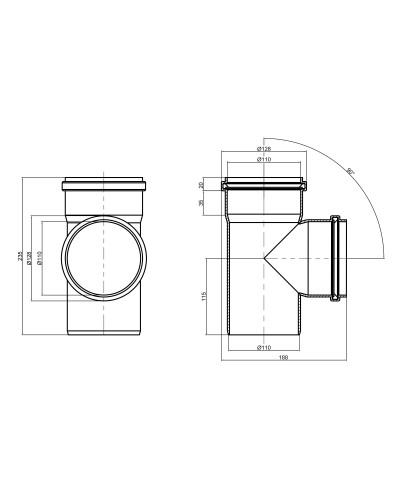 Трійник PPR каналізаційний TA Sewage 110, 90°
